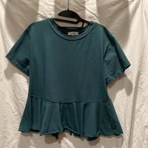 Anthropologie Teal Peplum Top